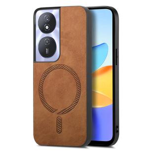 For Honor Play 50 Plus 5G Retro Magsafe Magnetic PU Back Cover Phone Case(Brown)