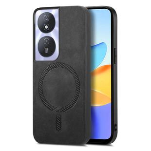 For Honor Play 50 Plus 5G Retro Magsafe Magnetic PU Back Cover Phone Case(Black)