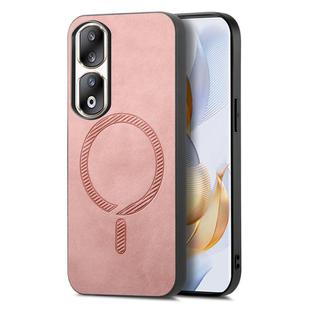 For Honor 90 Pro 5G Retro Magsafe Magnetic PU Back Cover Phone Case(Pink)