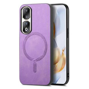 For Honor 90 Pro 5G Retro Magsafe Magnetic PU Back Cover Phone Case(Purple)
