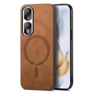 For Honor 90 Pro 5G Retro Magsafe Magnetic PU Back Cover Phone Case(Brown)