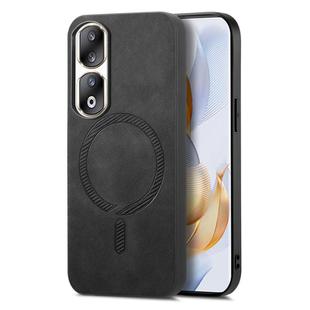 For Honor 90 Pro 5G Retro Magsafe Magnetic PU Back Cover Phone Case(Black)
