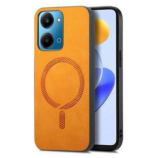 For Honor Play7T Retro Magsafe Magnetic PU Back Cover Phone Case(Yellow)