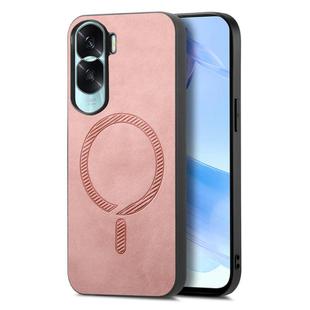 For Honor X50i Retro Magsafe Magnetic PU Back Cover Phone Case(Pink)