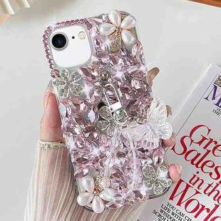 For iPhone SE 2022 /  7 / 8  Handmade Butterfly Diamond Inlay PC Phone Case(Pink)
