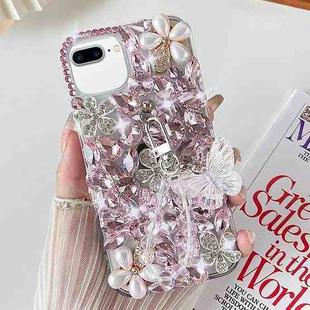 For iPhone 7 Plus / 8 Plus Handmade Butterfly Diamond Inlay PC Phone Case(Pink)