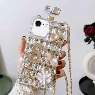 For iPhone SE 2022 /  7 / 8  Crossbody Perfume Bottle Handmade Inlaid Diamond PC Phone Case(White)