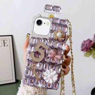 For iPhone SE 2022 /  7 / 8  Crossbody Perfume Bottle Handmade Inlaid Diamond PC Phone Case(Purple)