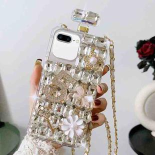 For iPhone 7 Plus / 8 Plus Crossbody Perfume Bottle Handmade Inlaid Diamond PC Phone Case(White)