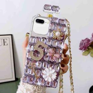 For iPhone 7 Plus / 8 Plus Crossbody Perfume Bottle Handmade Inlaid Diamond PC Phone Case(Purple)