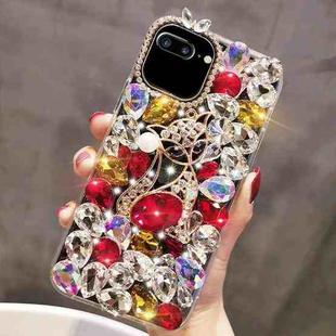 For iPhone 7 Plus / 8 Plus Handmade Bling Rhinestone Gemstone Fox PC Phone Case(Red)