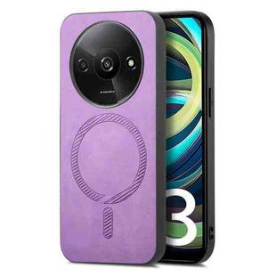 For Xiaomi Redmi A3 Solid Color Retro Magsafe PU Back Cover Phone Case(Purple)