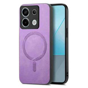 For Xiaomi Redmi Note 13R Pro Solid Color Retro Magsafe PU Back Cover Phone Case(Purple)