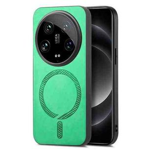 For Xiaomi 14 Ultra Solid Color Retro Magsafe PU Back Cover Phone Case(Green)