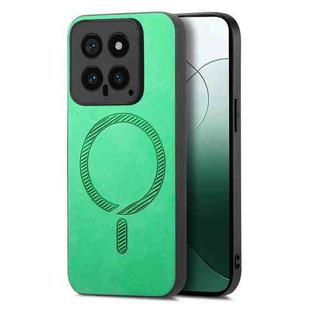 For Xiaomi 14 Pro 5G Solid Color Retro Magsafe PU Back Cover Phone Case(Green)