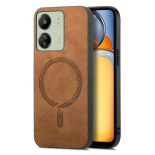 For Xiaomi Redmi 13C Solid Color Retro Magsafe PU Back Cover Phone Case(Brown)