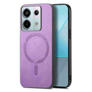 For Xiaomi Redmi Note 13 Pro 5G Solid Color Retro Magsafe PU Back Cover Phone Case(Purple)