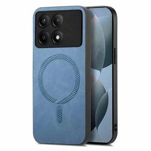 For Xiaomi Redmi K70E /Poco X6 Pro 5G Solid Color Retro Magsafe PU Back Cover Phone Case(Blue)