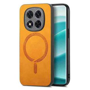 For Xiaomi Redmi Note 14 Pro+ 5G Solid Color Retro Magsafe PU Back Cover Phone Case(Yellow)