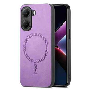 For Redmi Turbo 4 Solid Color Retro Magsafe PU Back Cover Phone Case(Purple)