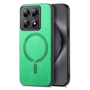 For Xiaomi 14T Solid Color Retro Magsafe PU Back Cover Phone Case(Green)