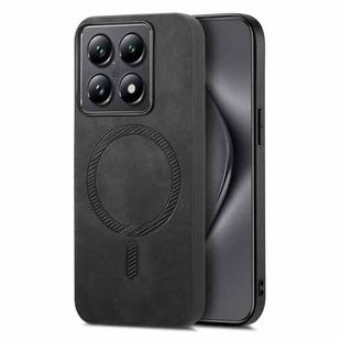For Xiaomi 14T Solid Color Retro Magsafe PU Back Cover Phone Case(Black)