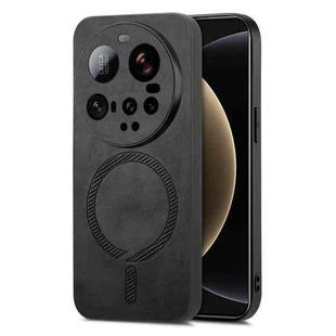For Xiaomi 15 Ultra Solid Color Retro Magsafe PU Back Cover Phone Case(Black)