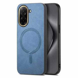 For Redmi A5 4G 171.7mm / Poco C71 Solid Color Retro Magsafe PU Back Cover Phone Case(Blue)