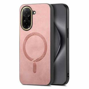 For Redmi A5 4G 171.7mm / Poco C71 Solid Color Retro Magsafe PU Back Cover Phone Case(Pink)