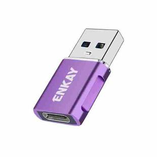 ENKAY ENK-AT119 Aluminium Alloy Male USB 3.0 to Female Type-C Data Adapter Converter Support Fast Charging(Purple)