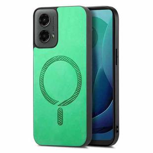 For Motorola Moto G 5G 2024 Retro Magsafe Magnetic PU Back Cover Phone Case(Green)