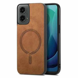 For Motorola Moto G 5G 2024 Retro Magsafe Magnetic PU Back Cover Phone Case(Brown)