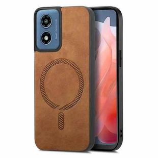 For Motorola Moto G Play 2024 4G Retro Magsafe Magnetic PU Back Cover Phone Case(Brown)