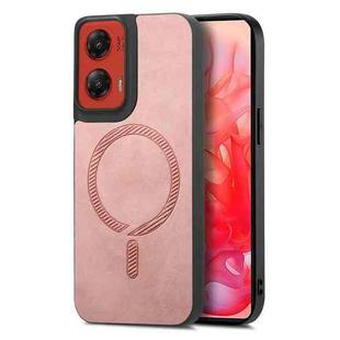 For Motorola Moto G Stylus 5G 2024 Retro Magsafe Magnetic PU Back Cover Phone Case(Pink)