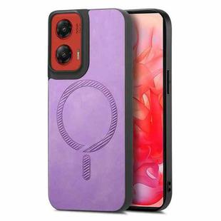 For Motorola Moto G Stylus 5G 2024 Retro Magsafe Magnetic PU Back Cover Phone Case(Purple)