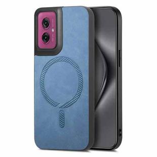 For Motorola Moto G55 Retro Magsafe Magnetic PU Back Cover Phone Case(Blue)