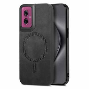 For Motorola Moto G55 Retro Magsafe Magnetic PU Back Cover Phone Case(Black)