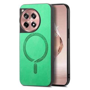For OnePlus Ace 3 5G Solid Color Retro Magsafe PU Back Cover Phone Case(Green)