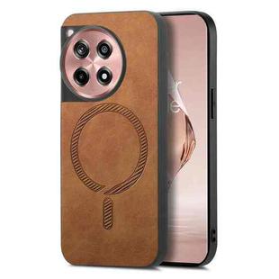 For OnePlus Ace 3 5G Solid Color Retro Magsafe PU Back Cover Phone Case(Brown)