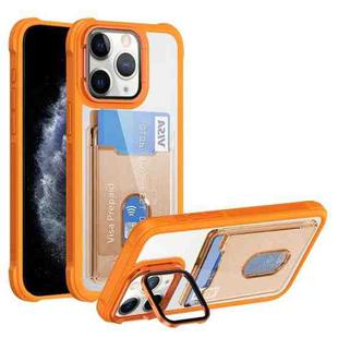 For iPhone 11 Pro Max Card Bag Holder Acrylic Hybrid TPU Phone Case(Orange)