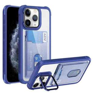 For iPhone 11 Pro Max Card Bag Holder Acrylic Hybrid TPU Phone Case(Blue)