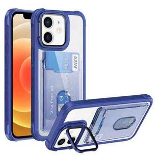 For iPhone 12 Card Bag Holder Acrylic Hybrid TPU Phone Case(Blue)