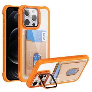 For iPhone 12 Pro Card Bag Holder Acrylic Hybrid TPU Phone Case(Orange)