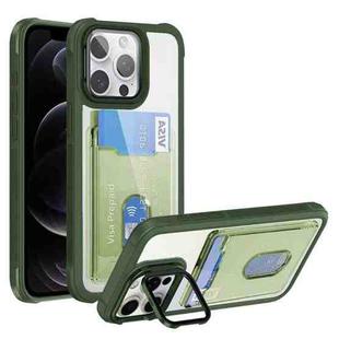 For iPhone 12 Pro Card Bag Holder Acrylic Hybrid TPU Phone Case(Green)
