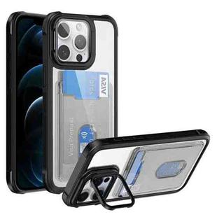 For iPhone 12 Pro Max Card Bag Holder Acrylic Hybrid TPU Phone Case(Black)