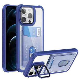 For iPhone 12 Pro Max Card Bag Holder Acrylic Hybrid TPU Phone Case(Blue)