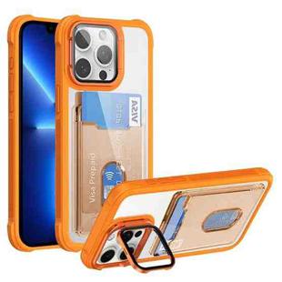 For iPhone 13 Pro Card Bag Holder Acrylic Hybrid TPU Phone Case(Orange)