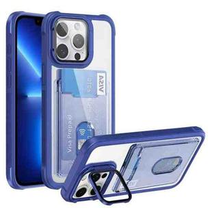 For iPhone 13 Pro Card Bag Holder Acrylic Hybrid TPU Phone Case(Blue)