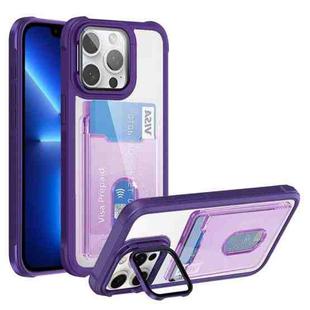For iPhone 13 Pro Card Bag Holder Acrylic Hybrid TPU Phone Case(Purple)