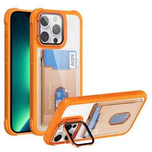 For iPhone 13 Pro Max Card Bag Holder Acrylic Hybrid TPU Phone Case(Orange)